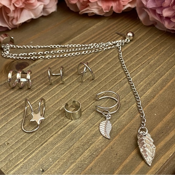 7 Pcs Ear Cuff Set Dangle Feather Star Earring - Picture 13 of 16